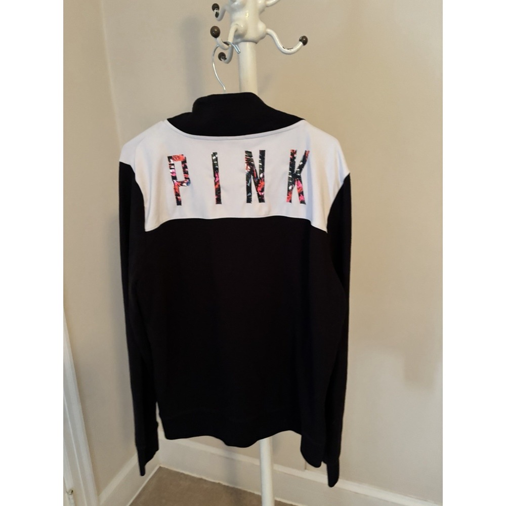Victoria Secret Pink Pullover Dog Black Floral Size Large